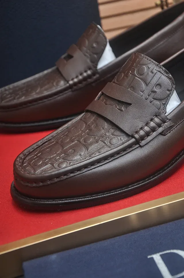 Dior Brown Black Embossed Oblique Motif Penny Strap Loafer 2