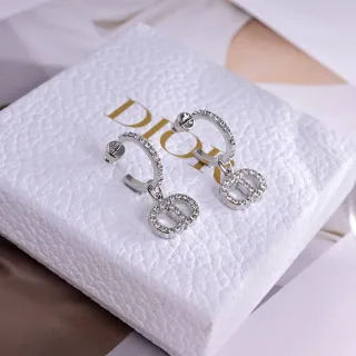 Dior CD Icon Crystal-Pavé Hoop Earrings