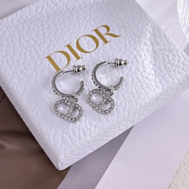 Dior CD Icon Crystal-Pavé Hoop Earrings 3