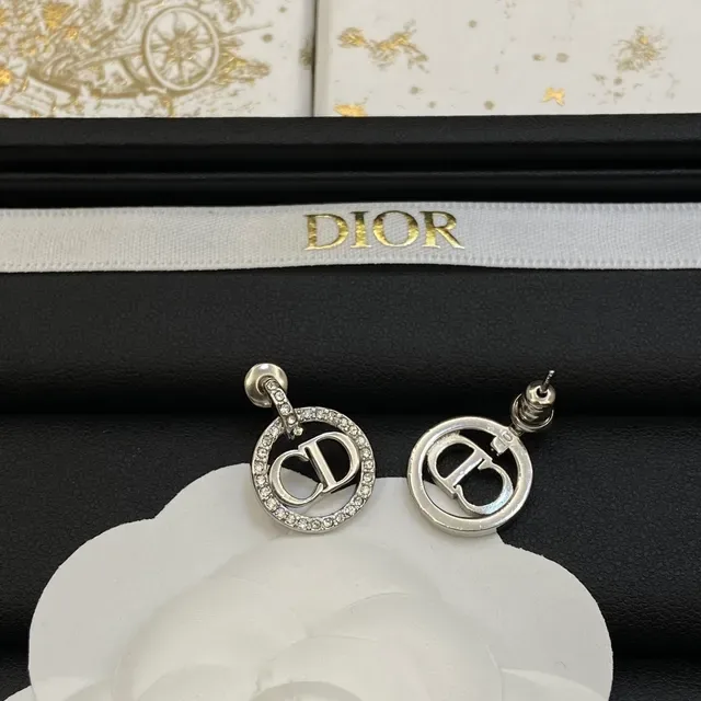 Dior CD Icon Silver White Crystal-Pavé Circle Monogram Necklace 2