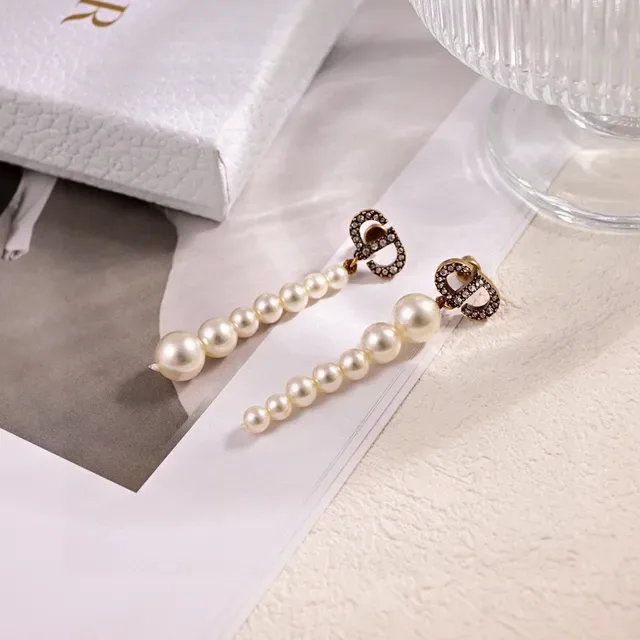 Dior CD Bracelet Perles Beige Chaîne Or Métal 7