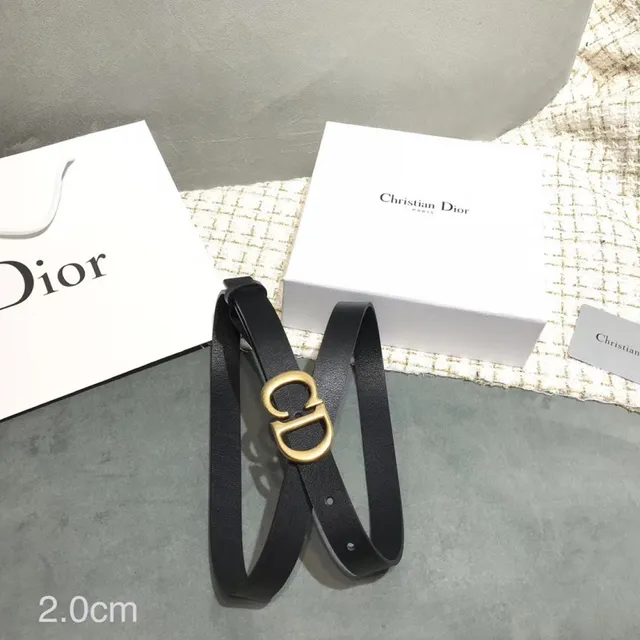Dior D-Shaped Buckle Belt Black Gold Strap Leather Belt 3