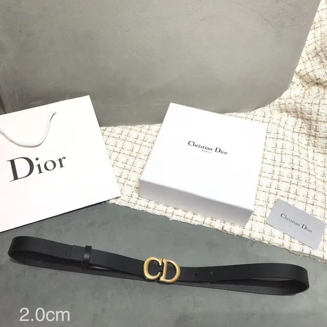 Dior D-Shaped Buckle Belt Black Gold Strap Leather Belt 4