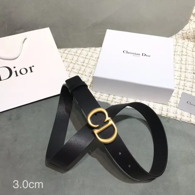 Dior D-Shaped Buckle Belt Black Gold Strap Leather Belt 9