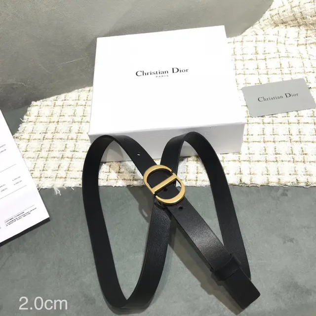 Dior D-Shaped Buckle Belt Black Gold Strap Leather Belt 16