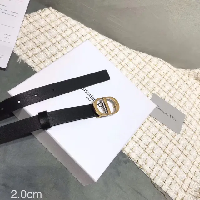 Dior D-Shaped Buckle Belt Black Gold Strap Leather Belt 17