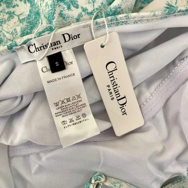 Dior Dioriviera White Blue Crisscross Back Straps Toile De Jouy Print Swimwear 2