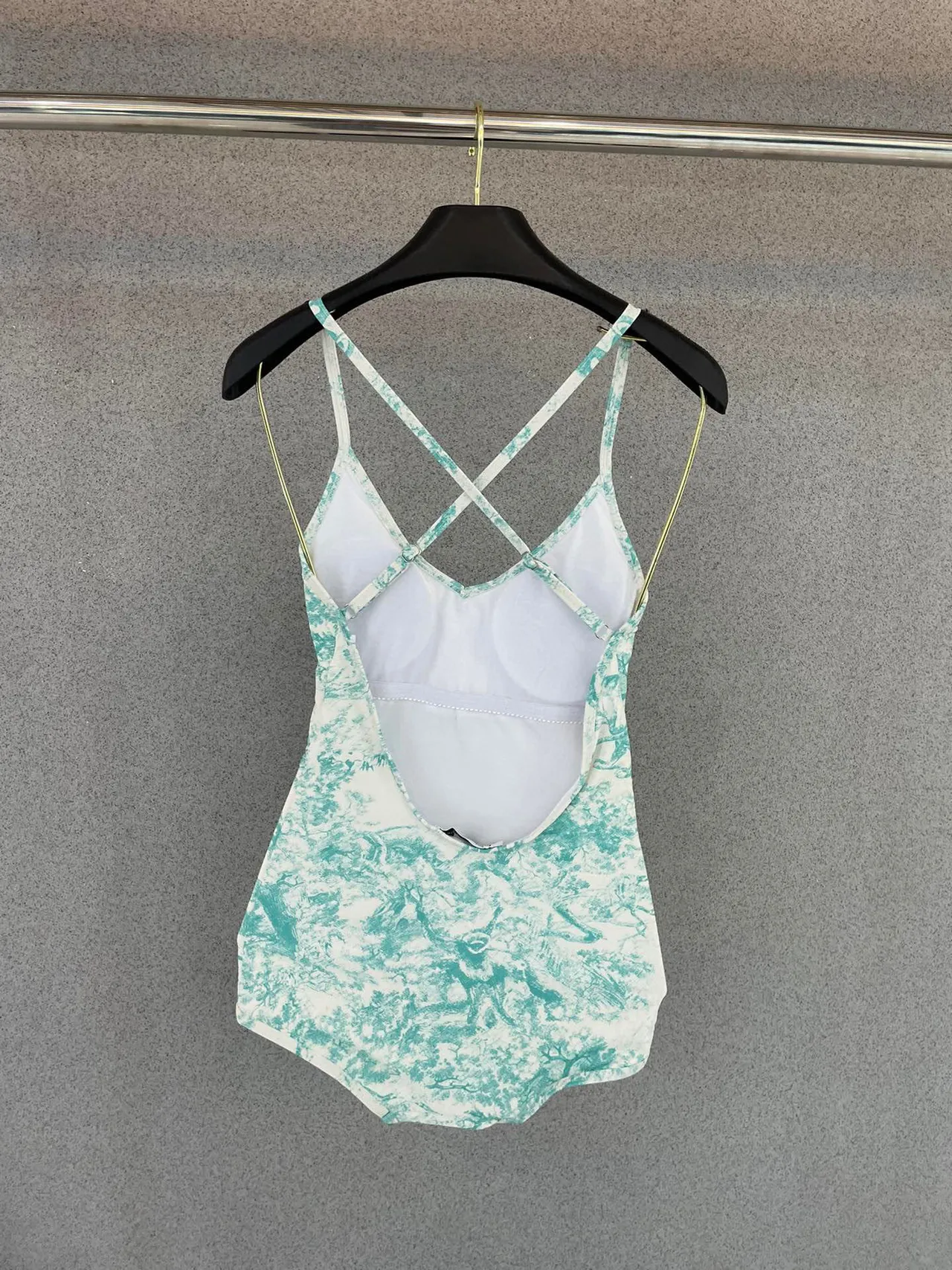 Dior Dioriviera White Blue Crisscross Back Straps Toile De Jouy Print Swimwear 8