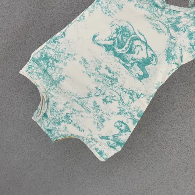 Dior Dioriviera White Blue Crisscross Back Straps Toile De Jouy Print Swimwear 5