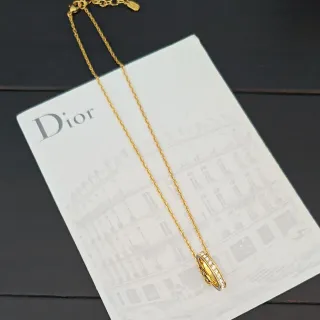 Dior Double Ring Pavé Necklace