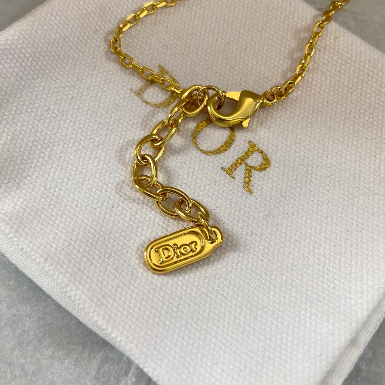 Dior Gold Silver Chain-Link Crystal-Encrusted Bracelet 2