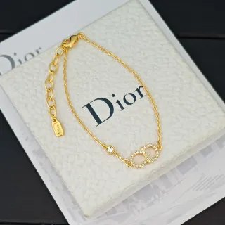 Dior Gold Transparent Chain Pavé Crystal Double-D Motif Bracelet