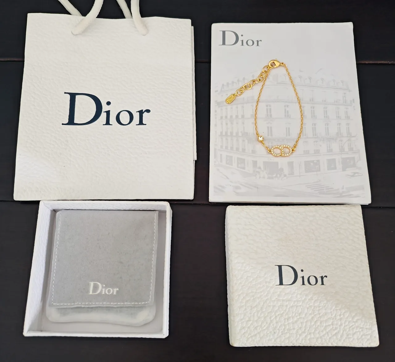 Dior Gold Transparent Chain Pavé Crystal Double-D Motif Bracelet 3