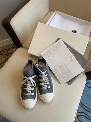 Dior Gray White High-Top Sock-Collar Monogrammed Textile Lifestyle Sneakers 6