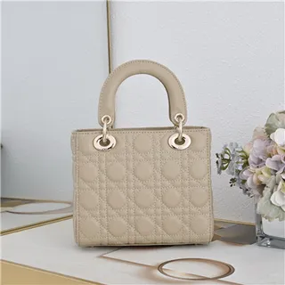 Dior Lady Dior Bolsa Tote com alça superior em borgonha com canage acolchado 7