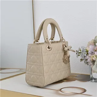 Dior Lady Dior Bolsa Tote com alça superior em borgonha com canage acolchado 8