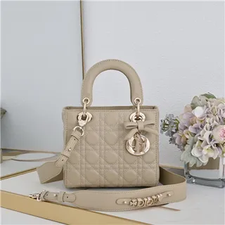 Dior Lady Dior Bolsa Tote com alça superior em borgonha com canage acolchado 10
