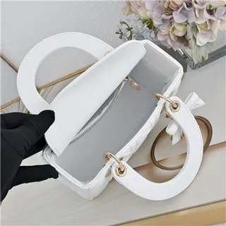 Dior Lady Dior Bolsa Tote com alça superior em borgonha com canage acolchado 12