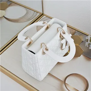 Dior Lady Dior Bolsa Tote com alça superior em borgonha com canage acolchado 13
