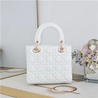 Dior Lady Dior Bolsa Tote com alça superior em borgonha com canage acolchado 16