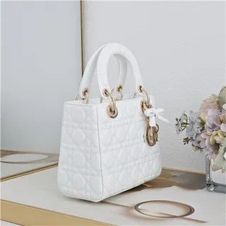 Dior Lady Dior Bolsa Tote com alça superior em borgonha com canage acolchado 17