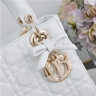 Dior Lady Dior Bolsa Tote com alça superior em borgonha com canage acolchado 18