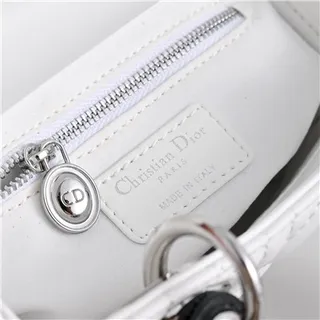 Dior Lady White Black Quilted Cannage Leather Top Handle Handbag 3