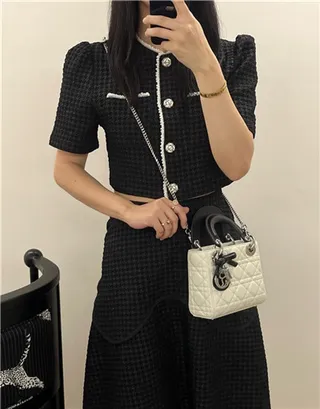 Dior Lady White Black Quilted Cannage Leather Top Handle Handbag 10