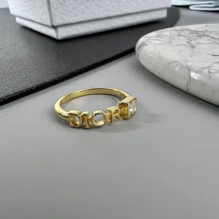 Dior Letter Ring Gold Transparent Band Polished Ring