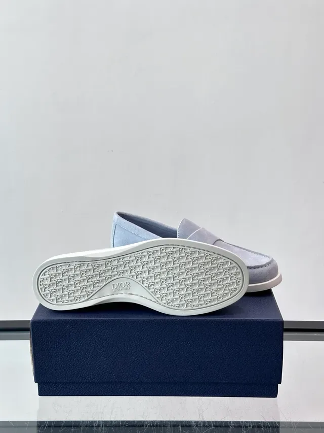 Dior Loafer Gray White Suede Upper Penny Strap Loafer 2