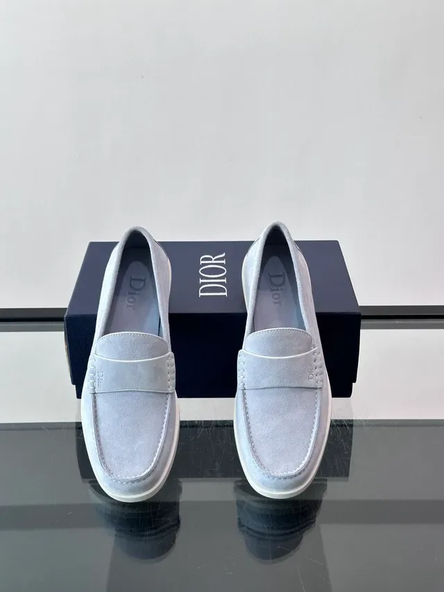 Dior Loafer Gray White Suede Upper Penny Strap Loafer 4