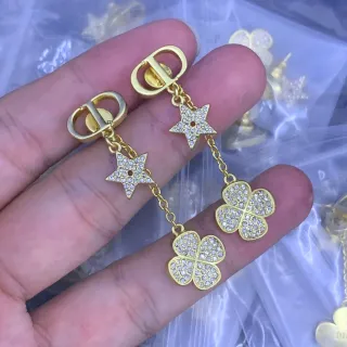 Dior Lucky Charms Star and Four-Leaf Clover Pavé Crystal Earrings