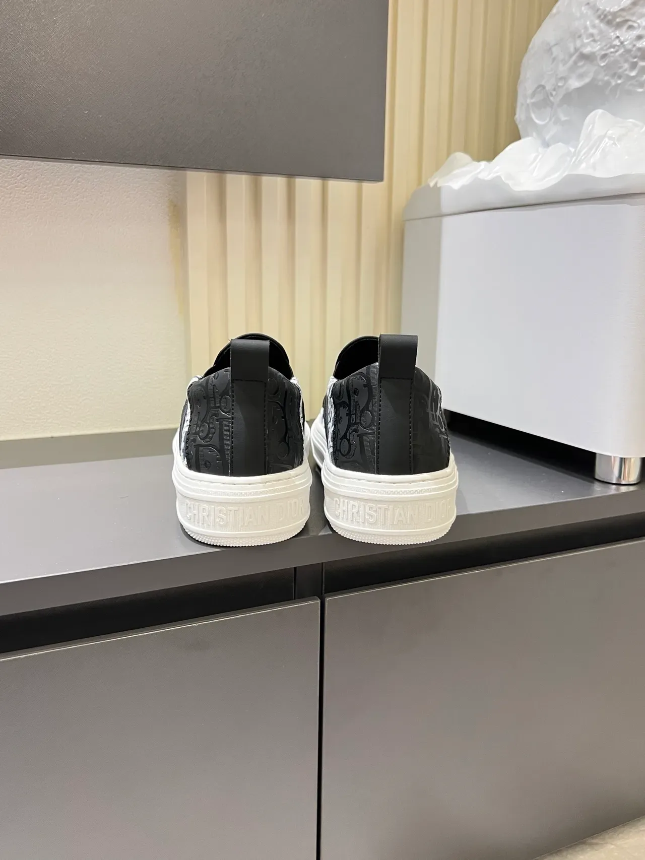 Dior Sneakers Lifestyle Slip-On Noir Bleu Marine Imprimé Monogramme 2