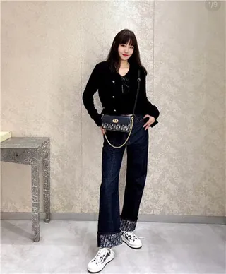 Dior Navy Gold Structured Flap Oblique-Print Canvas Chain Bag 16