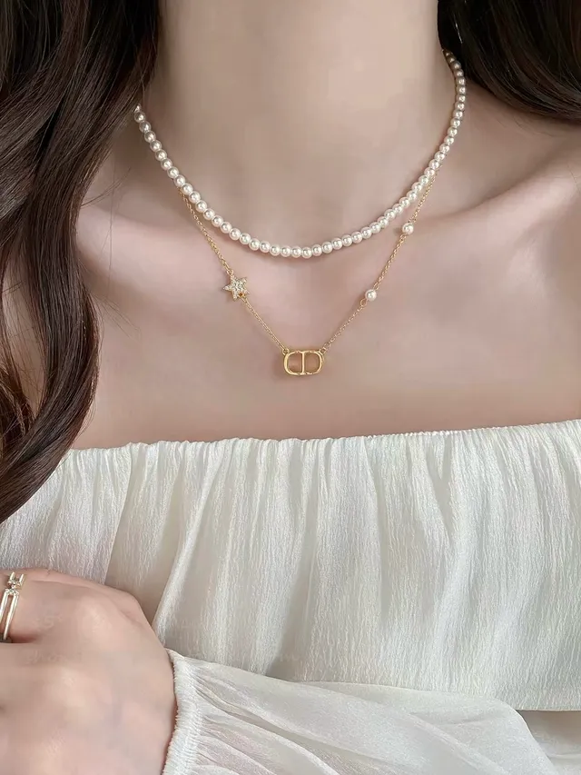 Dior Petit CD Layered Pearl and Gold-Tone Necklace 2
