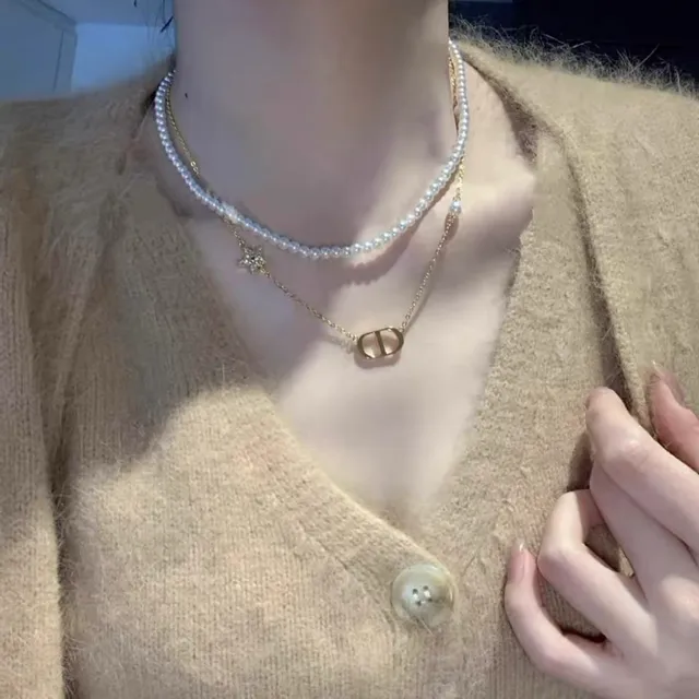 Dior Petit CD Layered Pearl and Gold-Tone Necklace 4