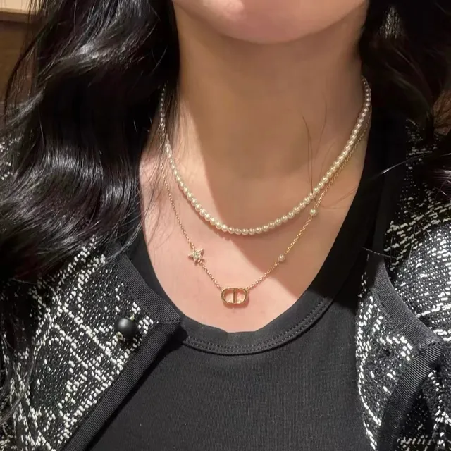 Dior Petit CD Layered Pearl and Gold-Tone Necklace 5