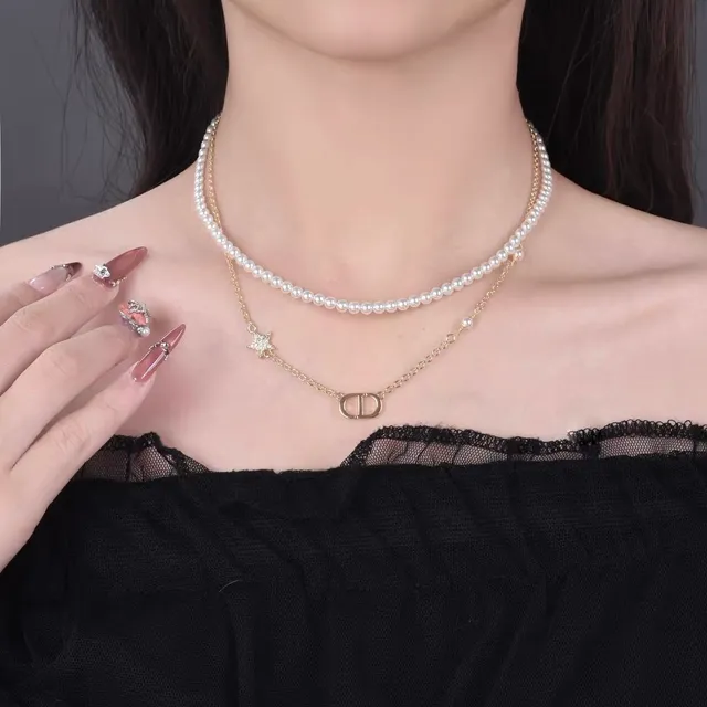 Dior Petit CD Layered Pearl and Gold-Tone Necklace 6