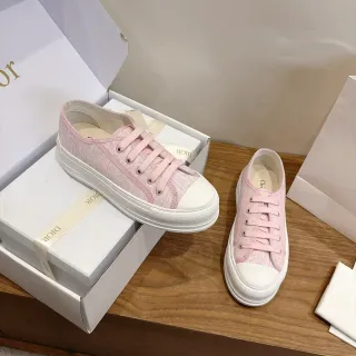 Dior Pink White Platform Sole Jacquard Canvas Upper Sneakers