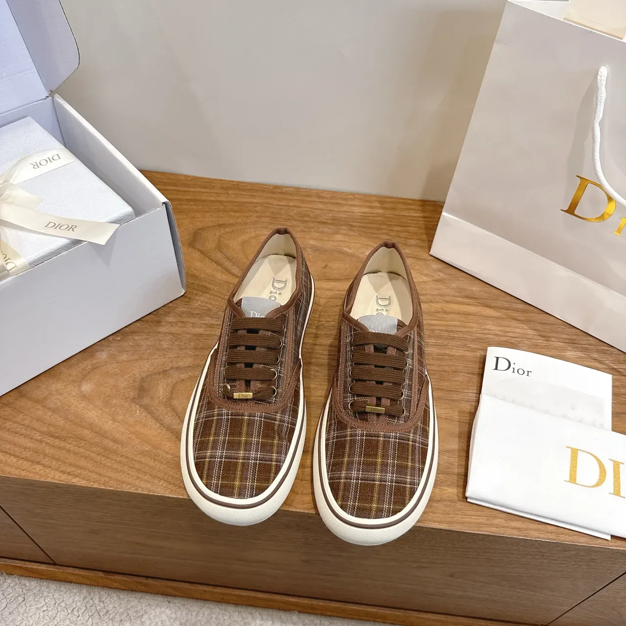 Dior Plaid Low-Top Lace-Up Lifestyle Sneakers 2