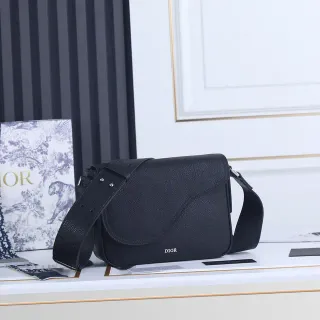 Dior Saddle Bag Black Pebbled Leather Crossbody Bag