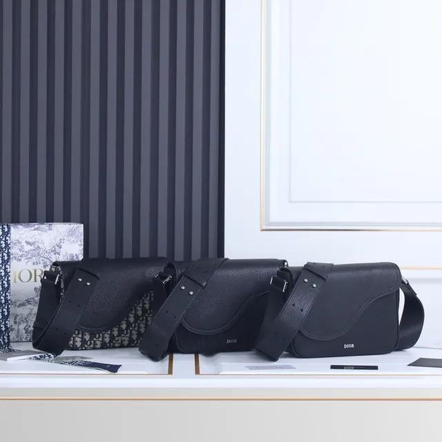Dior Saddle Bag Black Pebbled Leather Crossbody Bag 10