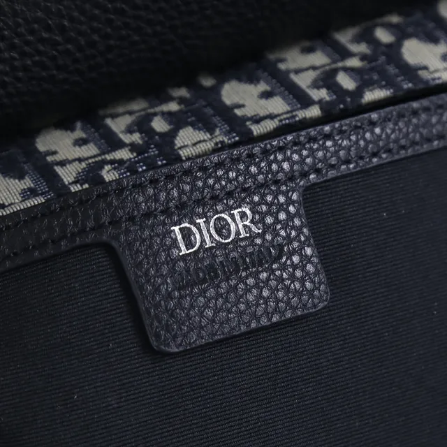 Dior Saddle Black Beige Asymmetrical Flap Pebbled Leather Saddle Bag 2