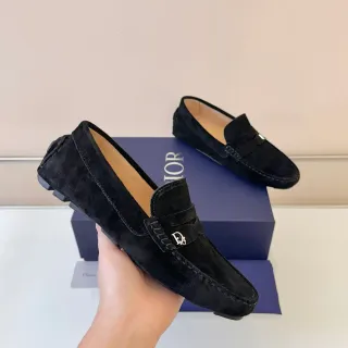 Dior Saddle Loafer काला भूरे स्यूड अपर Moccasin-Stitched Vamp Loafer