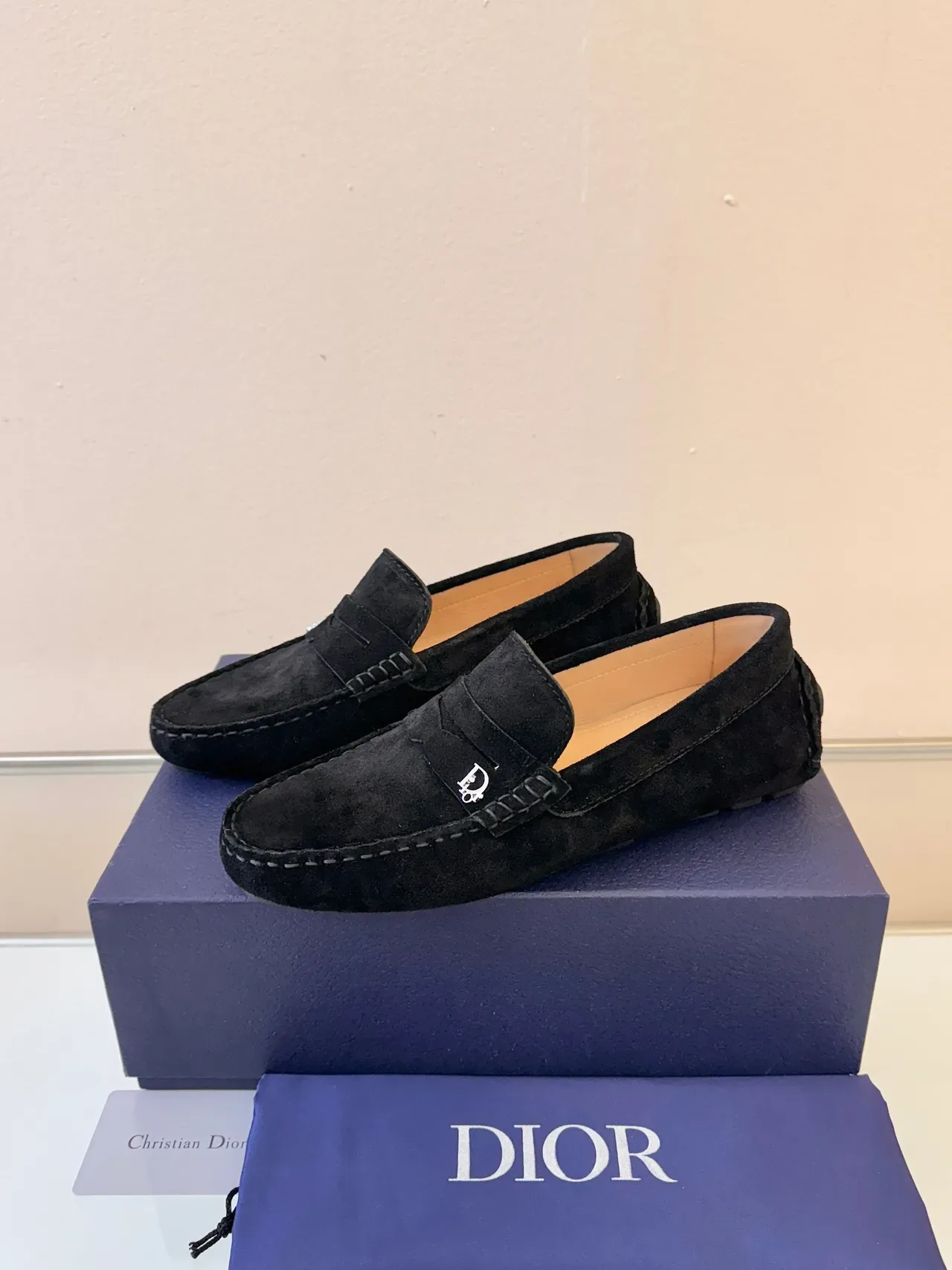 Dior Saddle Loafer Black Beige Suede Upper Moccasin-Stitched Vamp Loafer 2