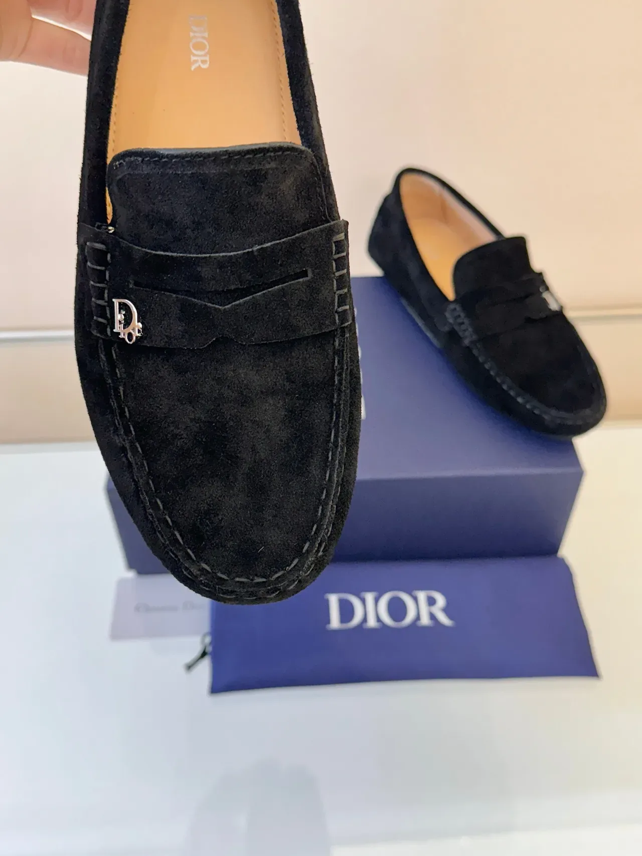 Dior Saddle Loafer Black Beige Suede Upper Moccasin-Stitched Vamp Loafer 3