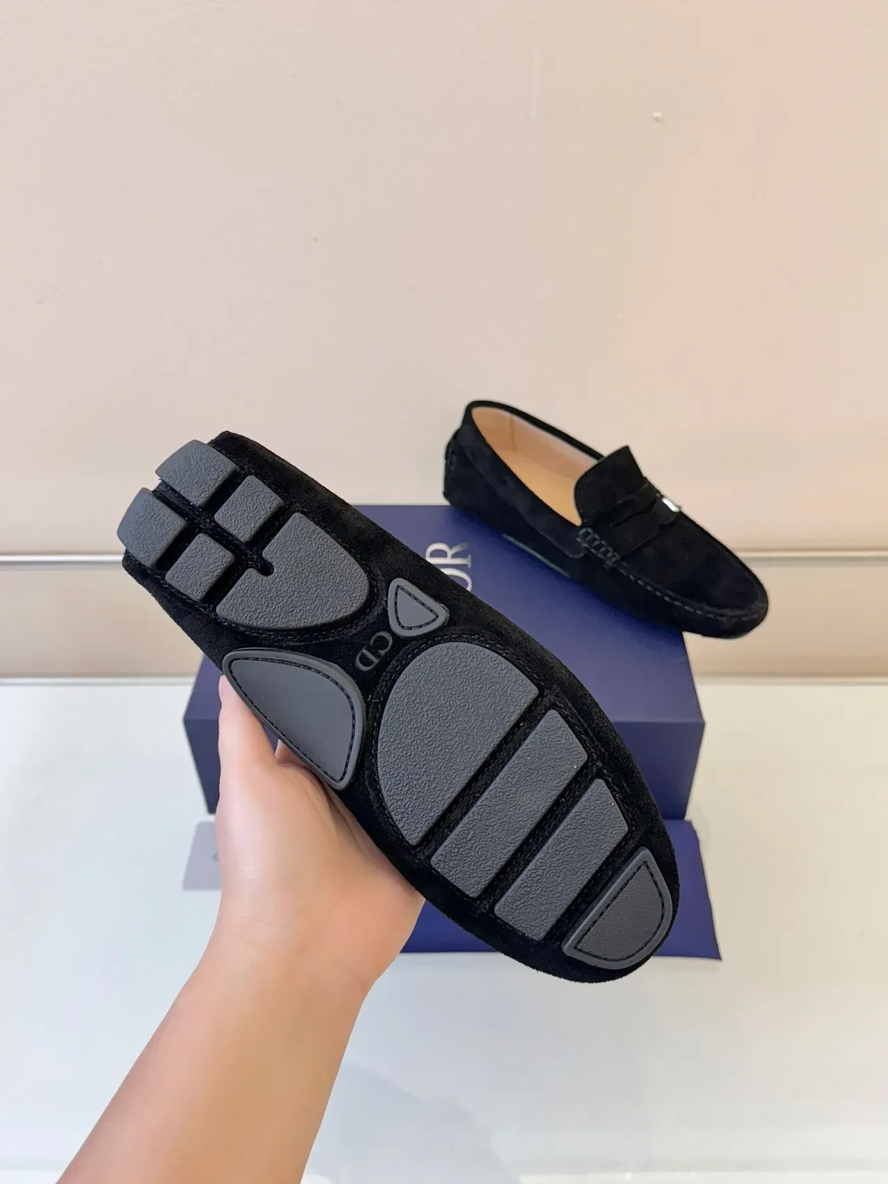 Dior Saddle Loafer Black Beige Suede Upper Moccasin-Stitched Vamp Loafer 5