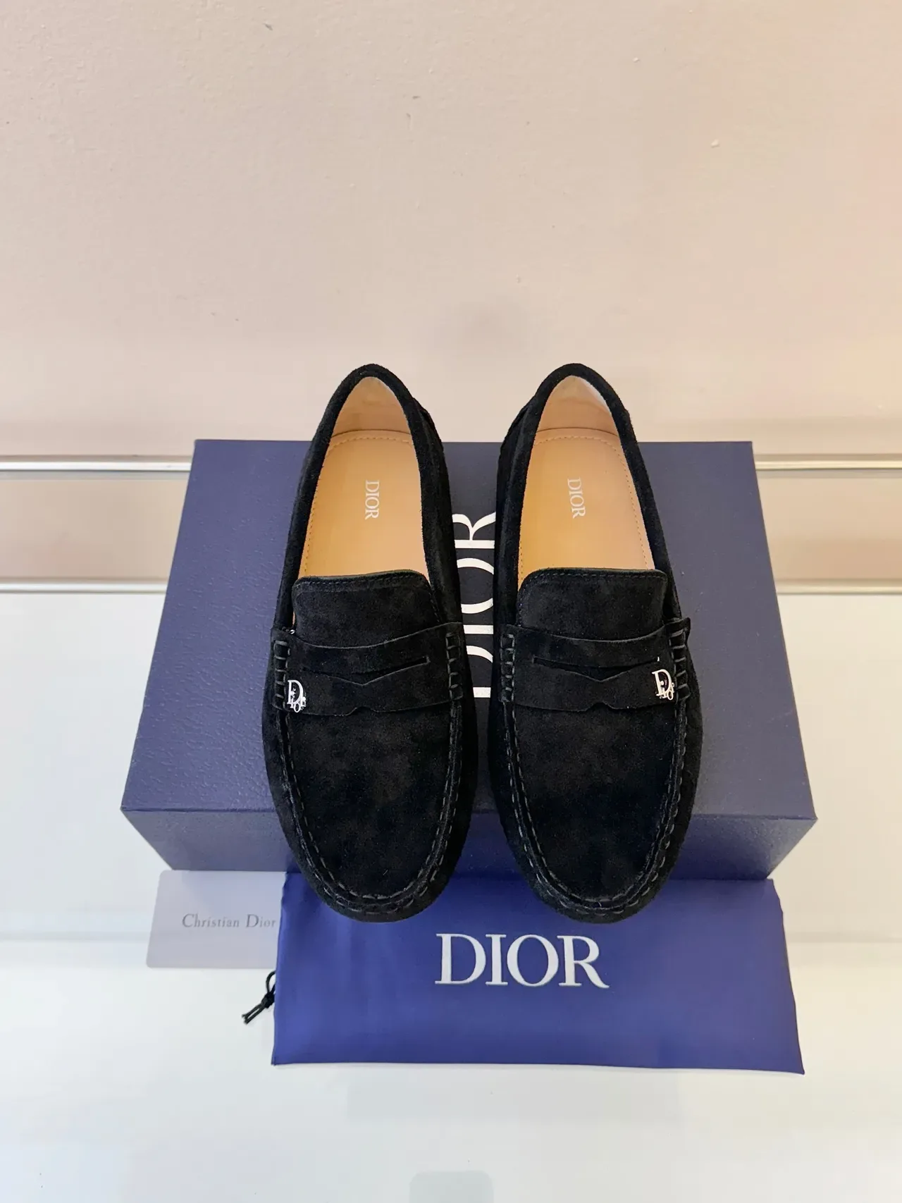 Dior Saddle Loafer Black Beige Suede Upper Moccasin-Stitched Vamp Loafer 6