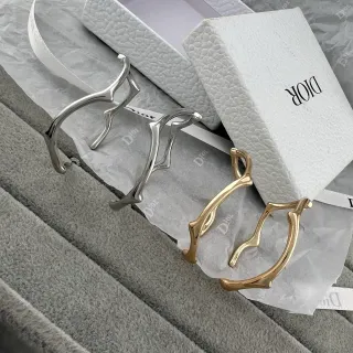 Dior Argent Or Bracelet Sculptural Organique en Forme de Branche