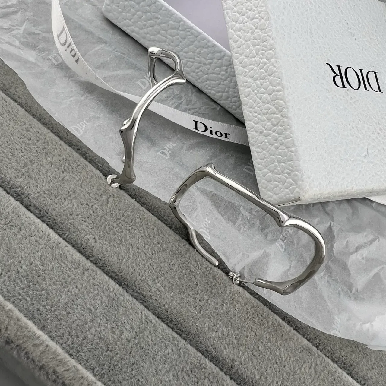 Dior Silver Gold Sculptural Organic Branch-Like Bracelet 3